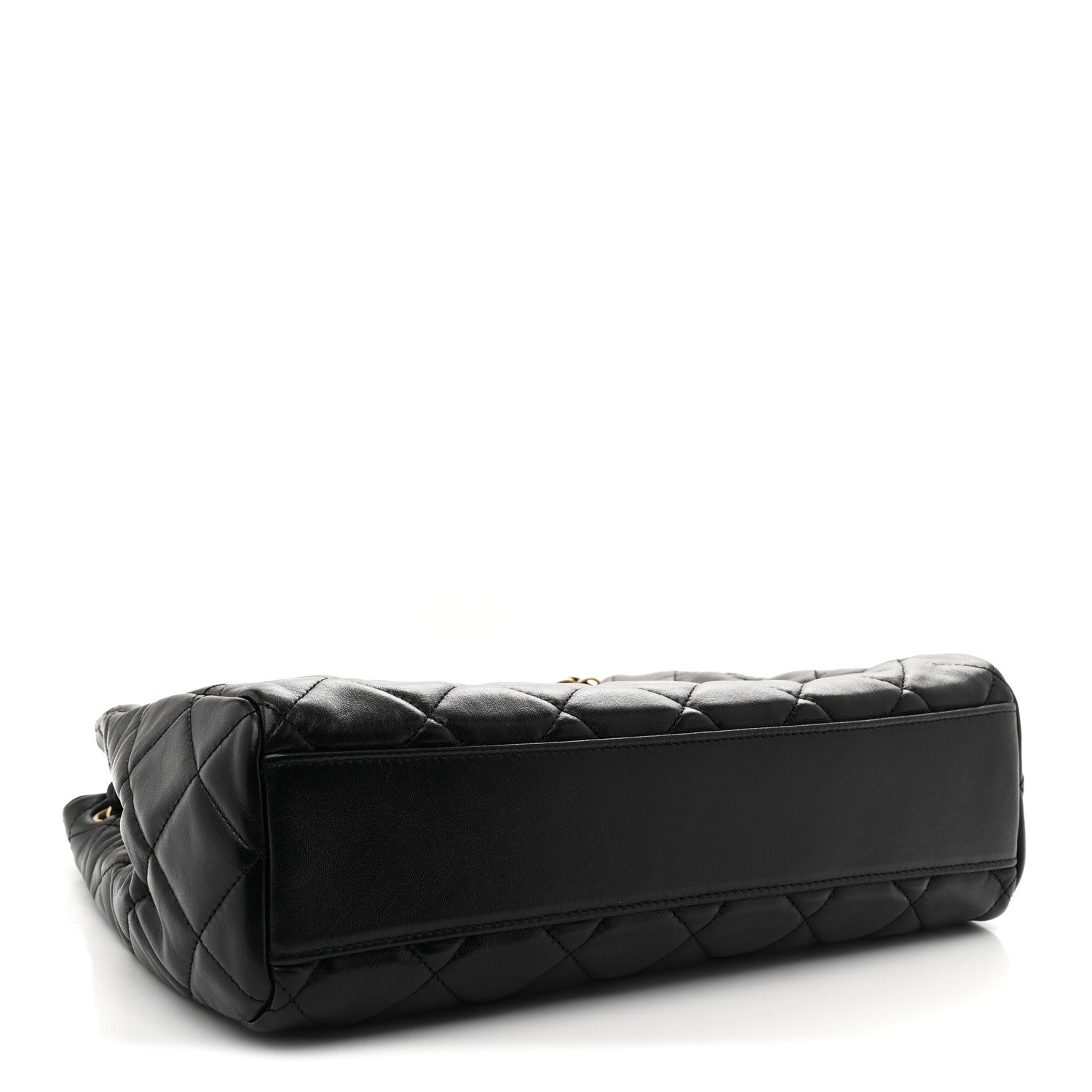 Shiny Calfskin Quilted Fancy Jewel Tote Bag Black