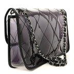 Vinyl Quilted Degrade Jumbo Single Flap Black