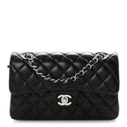 Lambskin Quilted Small Double Flap Black