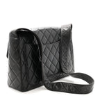Lambskin Quilted Flap Shoulder Bag Black