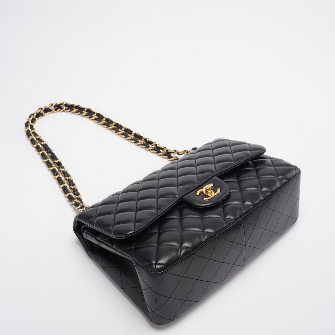 Chanel Timeless Classic Flap Bag Black Jumbo Quilted Leather Gold Hardware