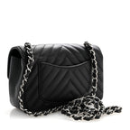 Caviar Chevron Quilted Mini Rectangular Flap Black