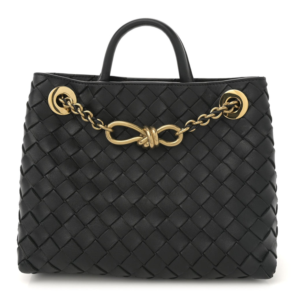 Nappa Intrecciato Small Andiamo With Chain Shoulder Bag Black
