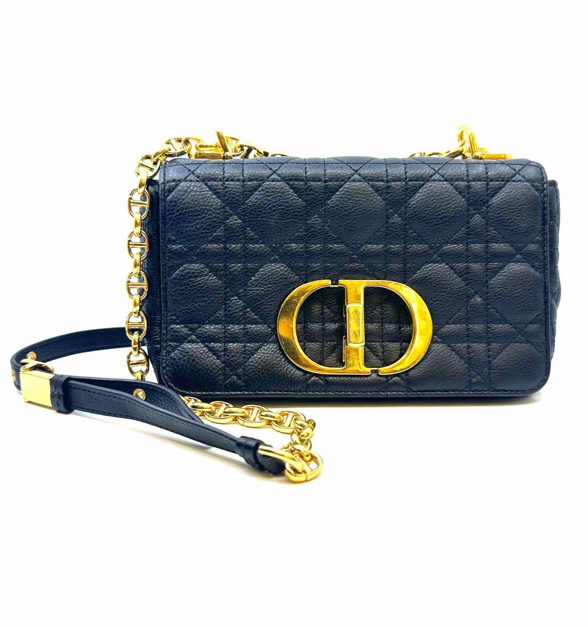CHRISTIAN DIOR Montaigne Caro Bag Black Leather Quilted Handbag