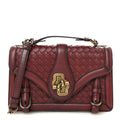 French Calfskin Intrecciato City Knot Bag Burgundy