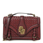 French Calfskin Intrecciato City Knot Bag Burgundy