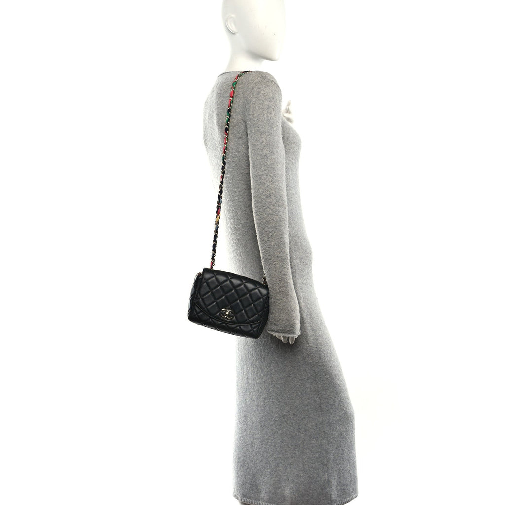 Lambskin Mixed Fibers Quilted Cocovado Flap Black