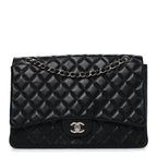 Lambskin Quilted Maxi Single Flap Black