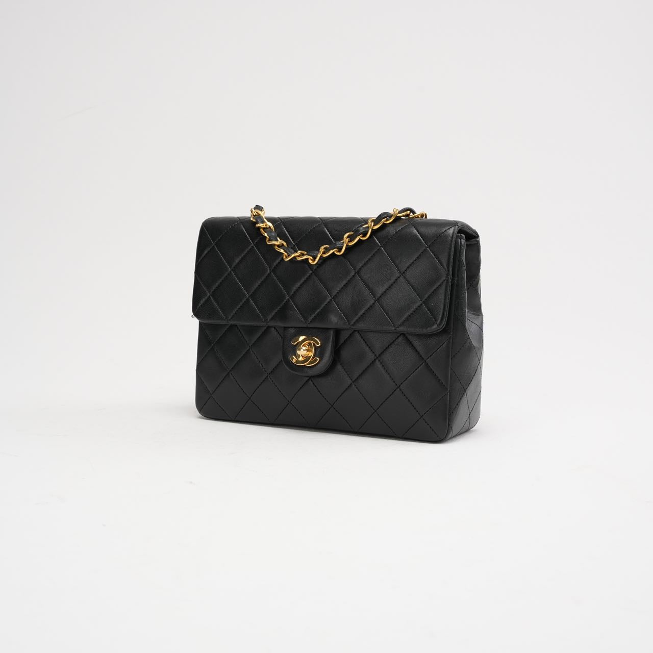 Chanel Vintage Black Mini Square Classic Flap Bag 1991