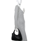 Nappa Intrecciato Small Campana Shoulder Bag Black