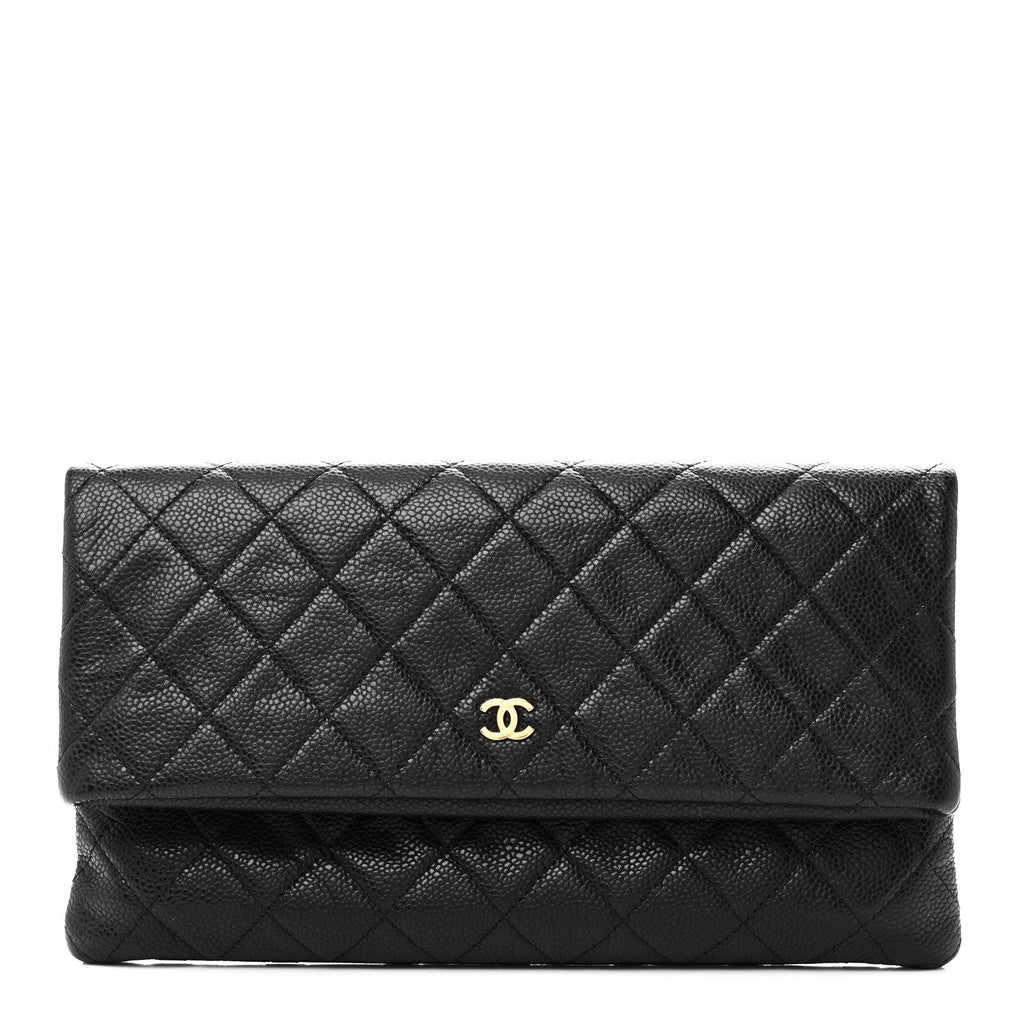 Caviar Quilted CC Beauty Clutch Black