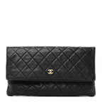 Caviar Quilted CC Beauty Clutch Black