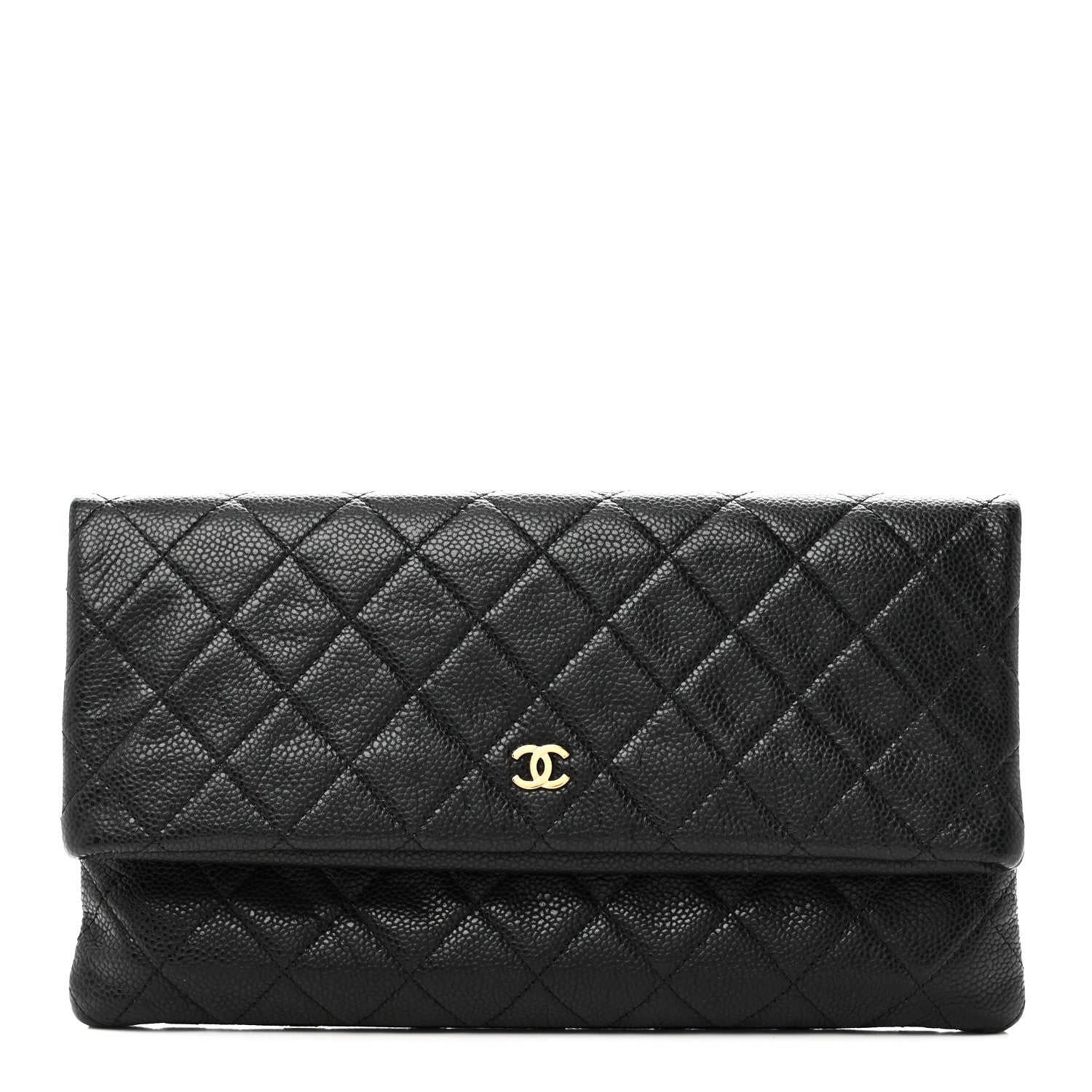 Caviar Quilted CC Beauty Clutch Black