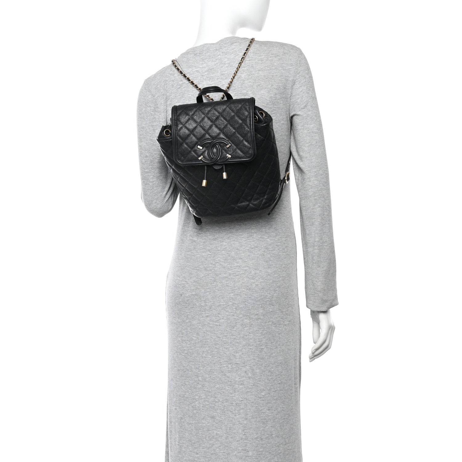 Caviar Quilted Small Filigree Backpack Black