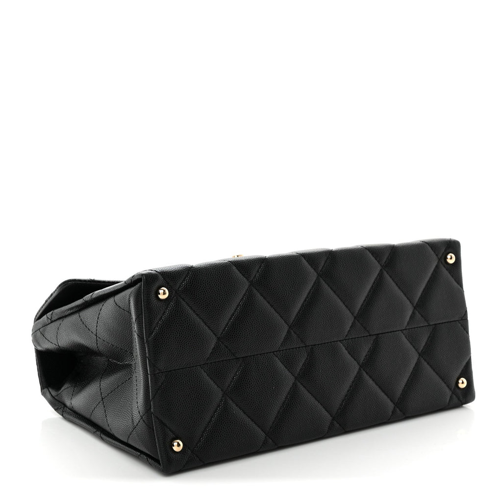 Caviar Quilted Medium Retro Twist Top Handle Flap Black