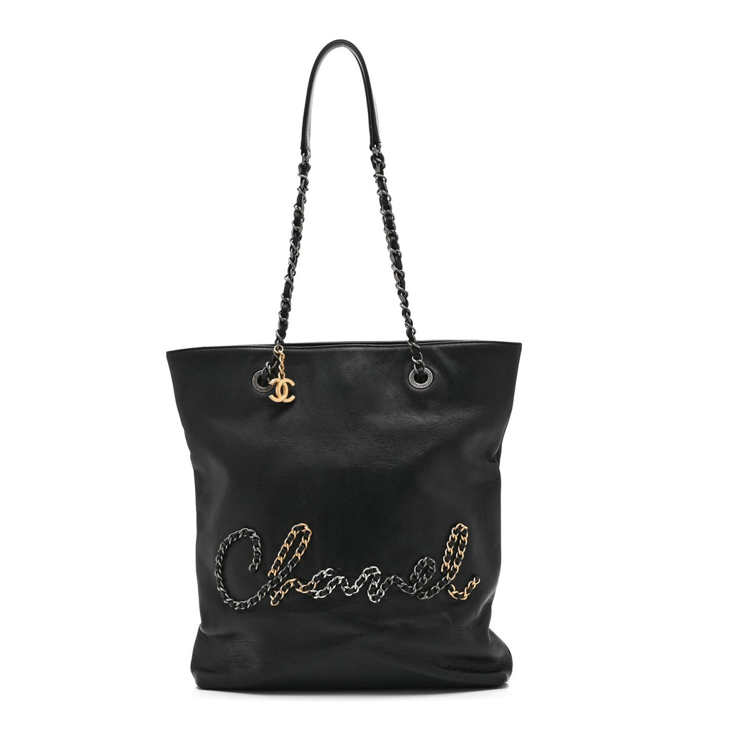 Calfskin Chain 20s Signature Tote Black