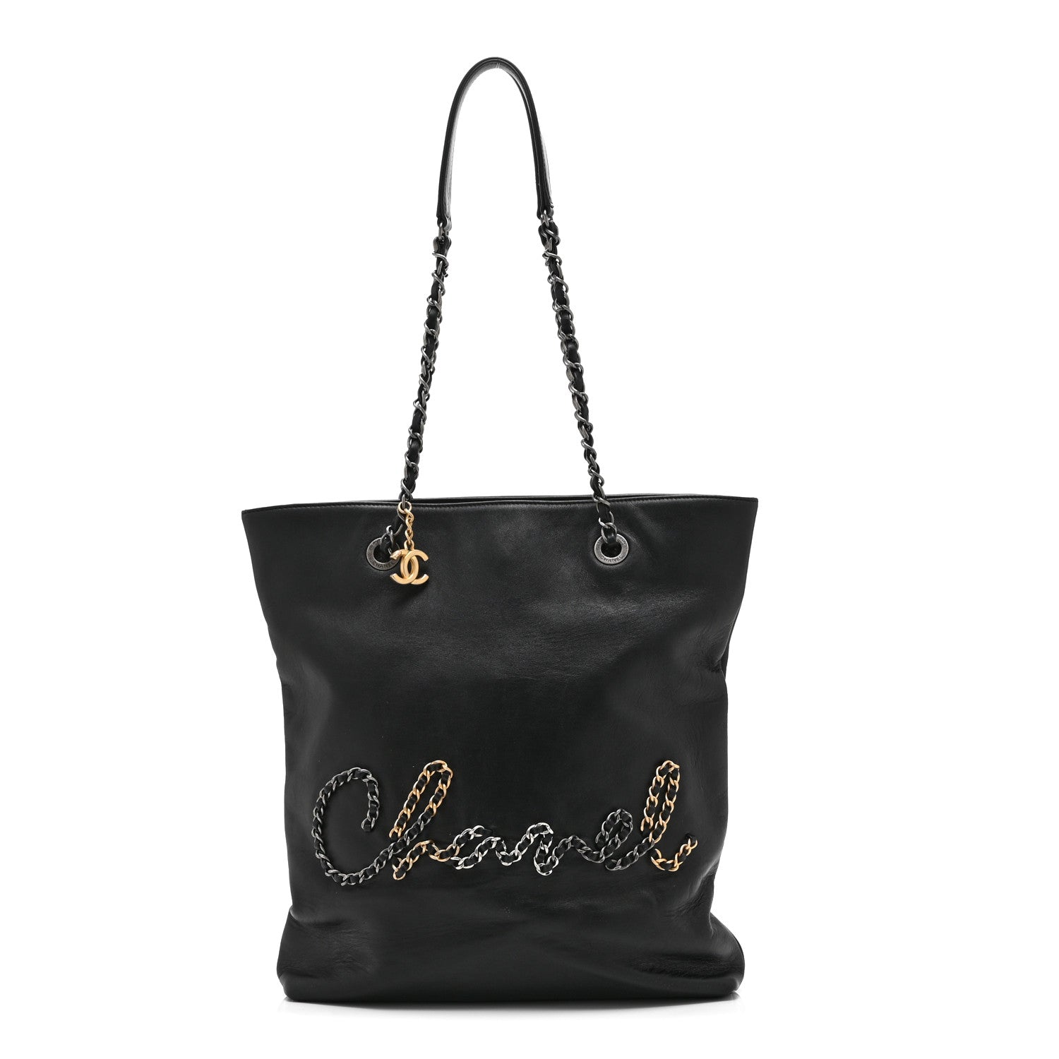 Calfskin Chain 20s Signature Tote Black