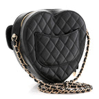 Lambskin Quilted CC In Love Heart Bag Black