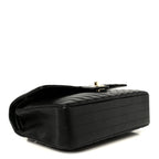 Lambskin Chevron Quilted Medium Double Flap Black