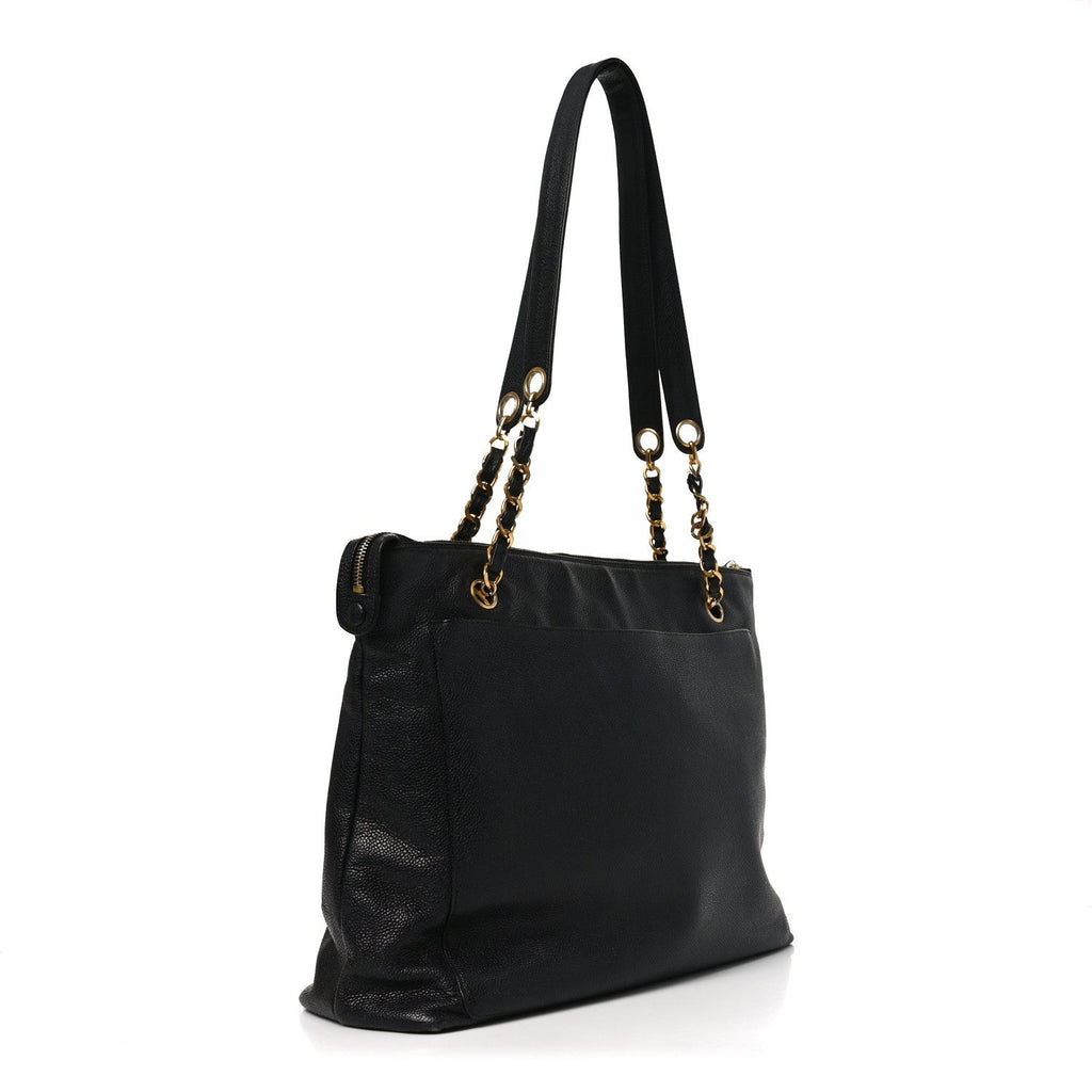 Caviar Flap Shoulder Bag Black