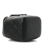 Caviar Quilted Tiny CC Mini Vanity Case With Chain Black