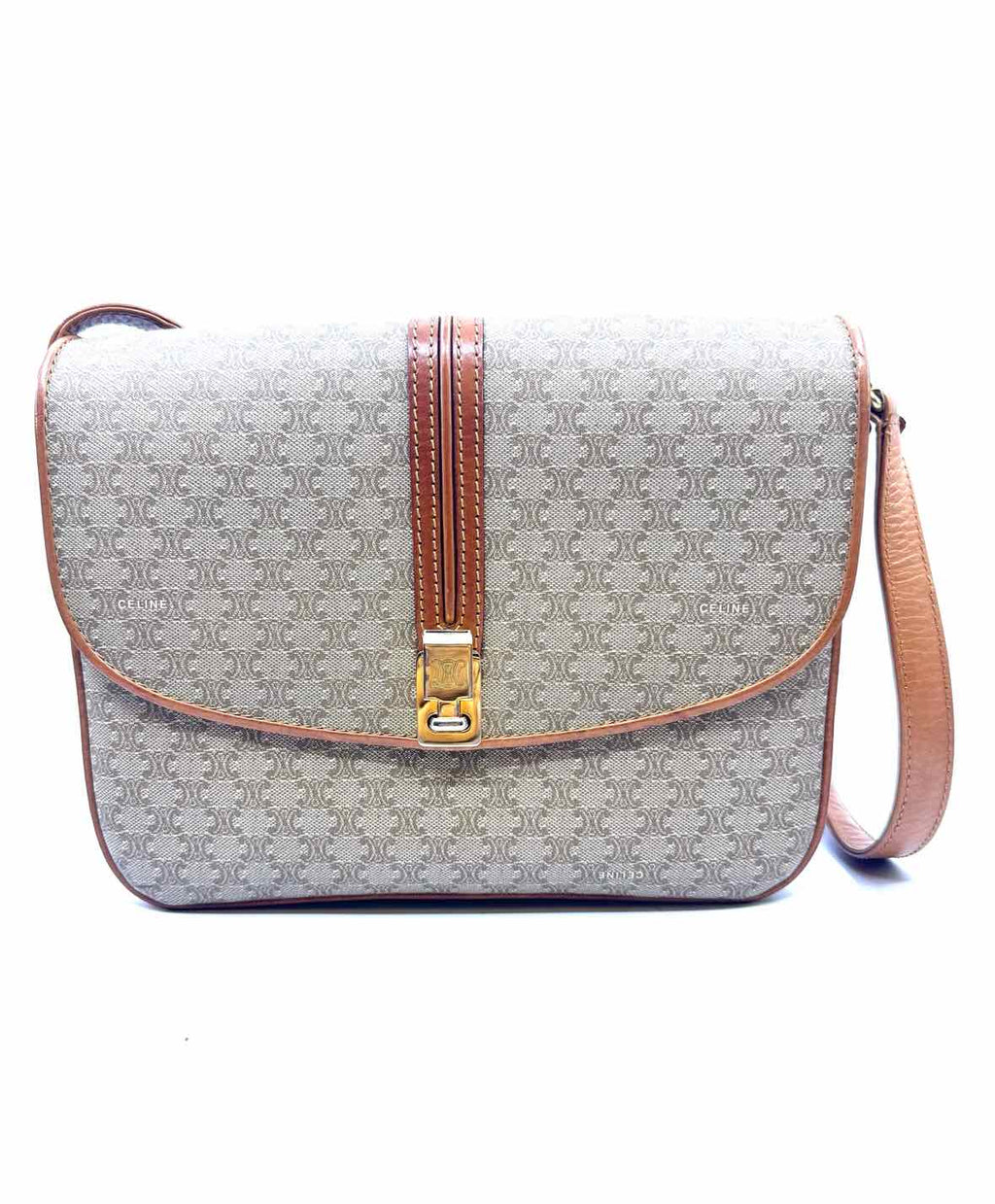 CELINE Beige, Brown Leather Handbag