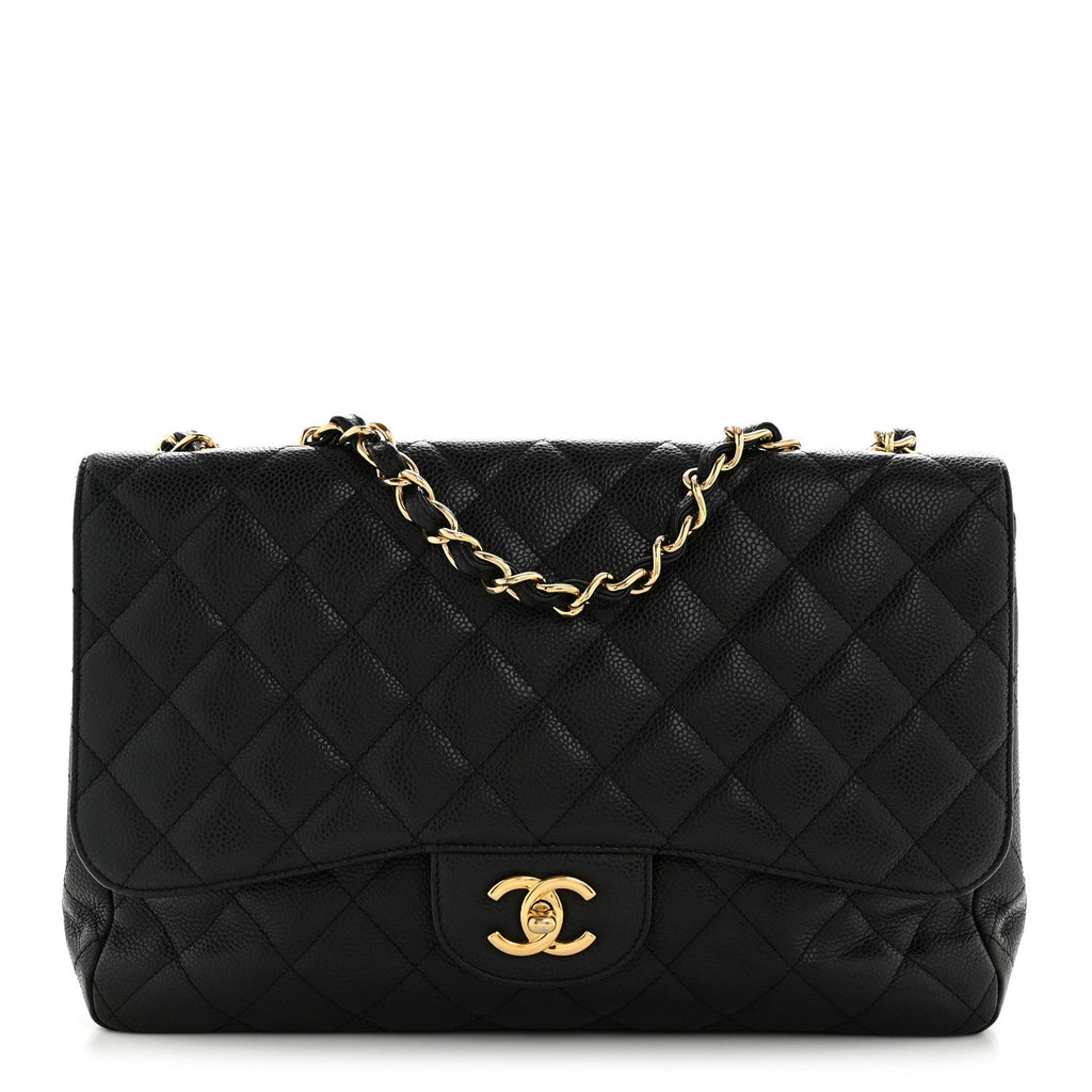 Caviar Quilted Jumbo Single Flap Black