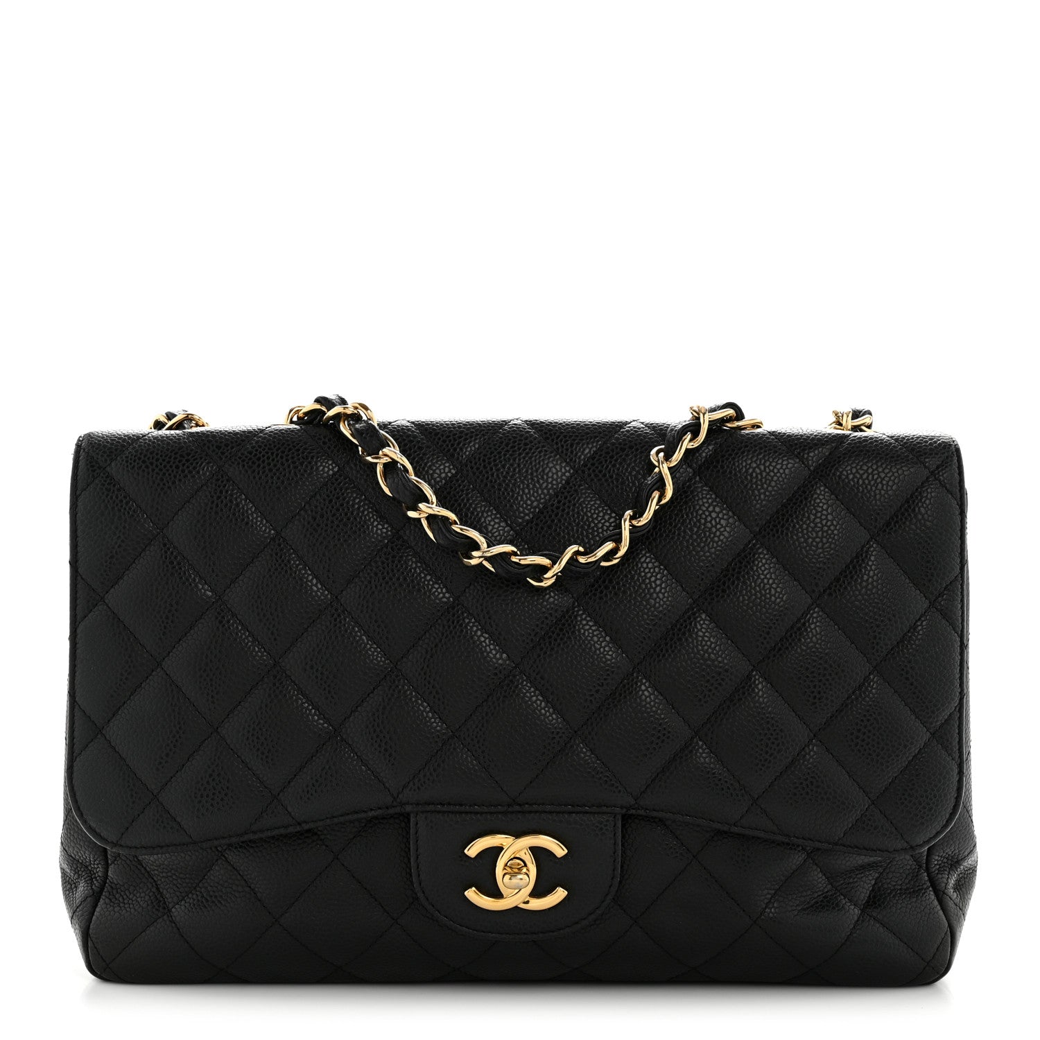 Caviar Quilted Jumbo Single Flap Black