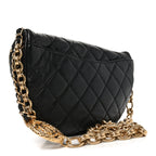 Lambskin Pearl Quilted CC Belt Bag Black