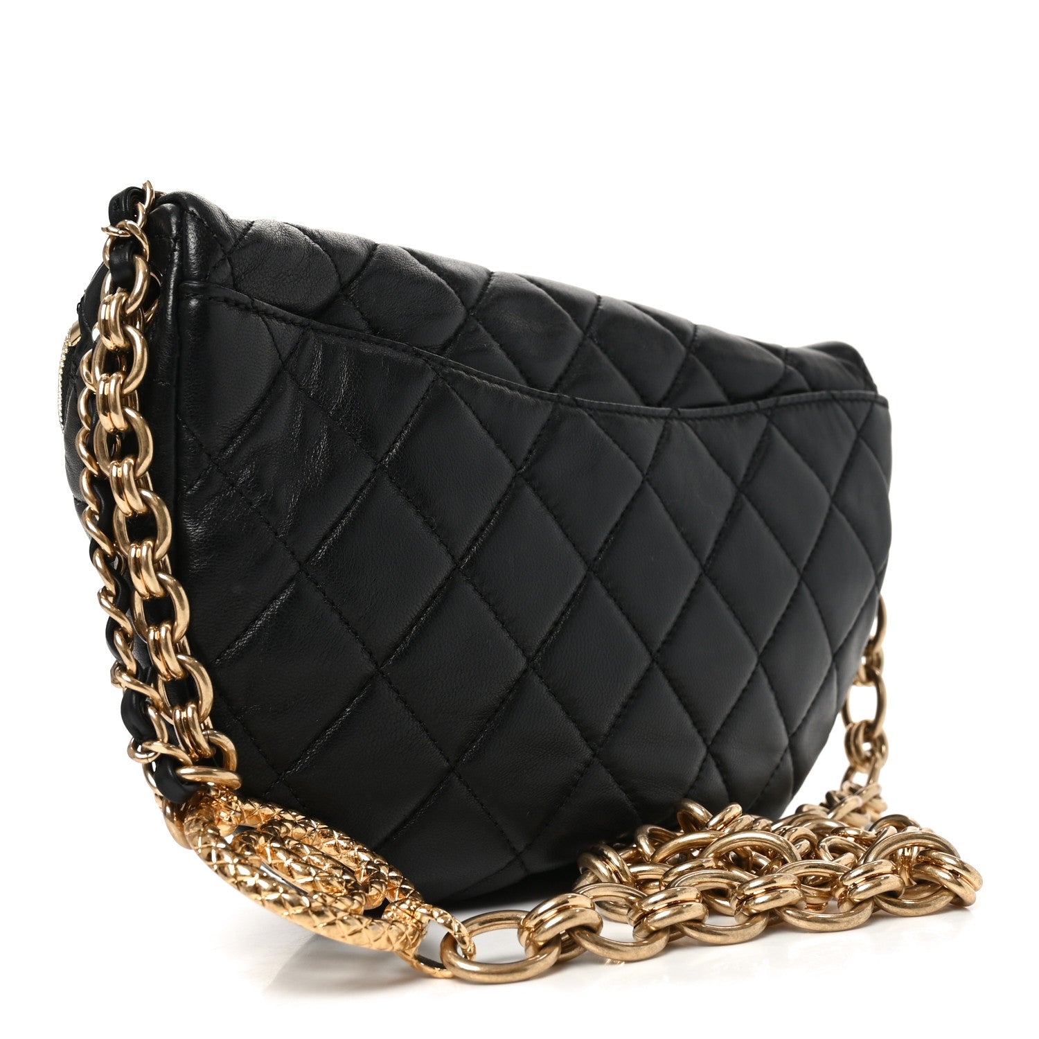 Lambskin Pearl Quilted CC Belt Bag Black