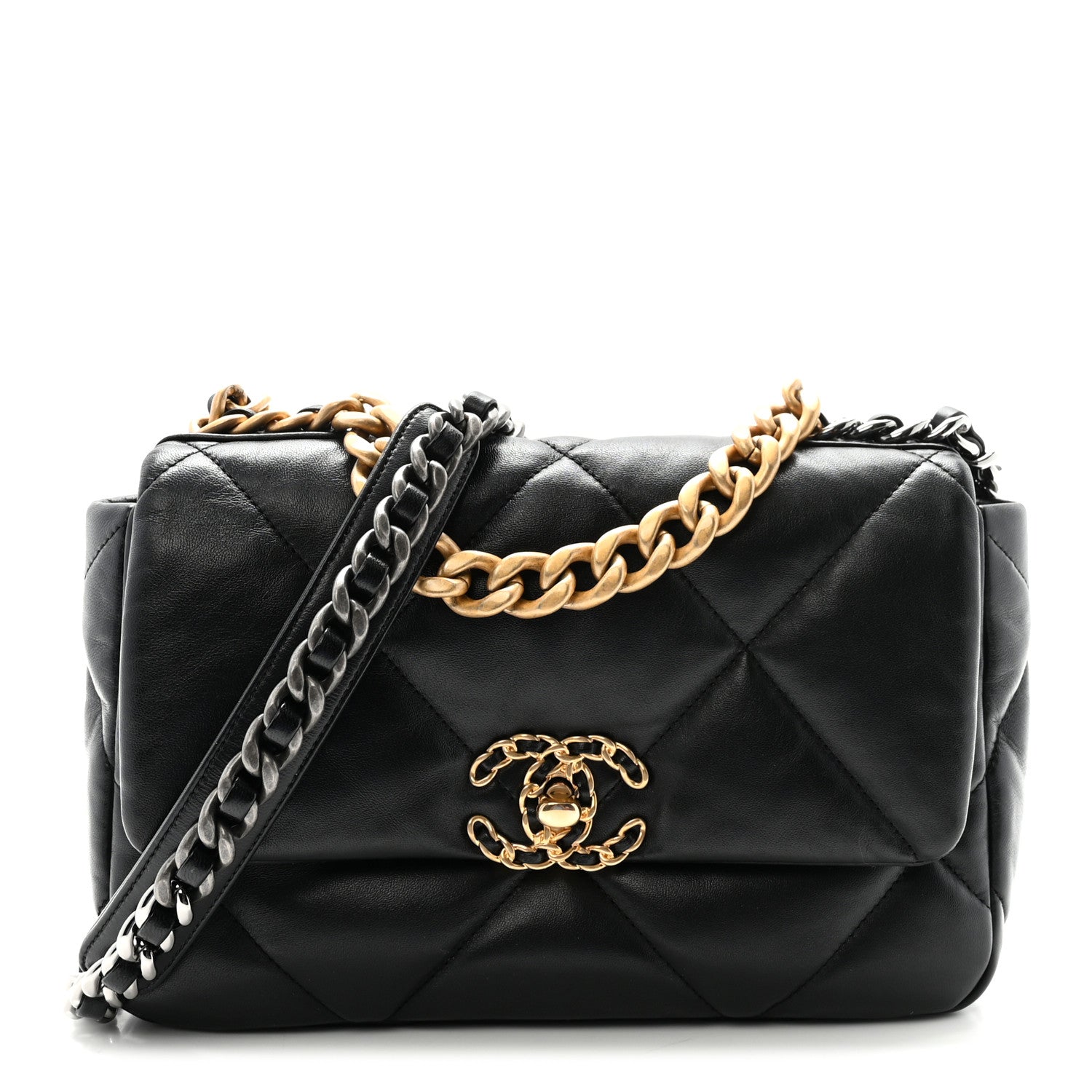 Lambskin Quilted Medium Chanel 19 Flap Black