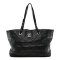 Glazed Calfskin Large On The Road Tote Black