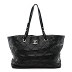 Glazed Calfskin Large On The Road Tote Black