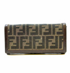 FENDI Continental Brown Canvas Monogram Wallet