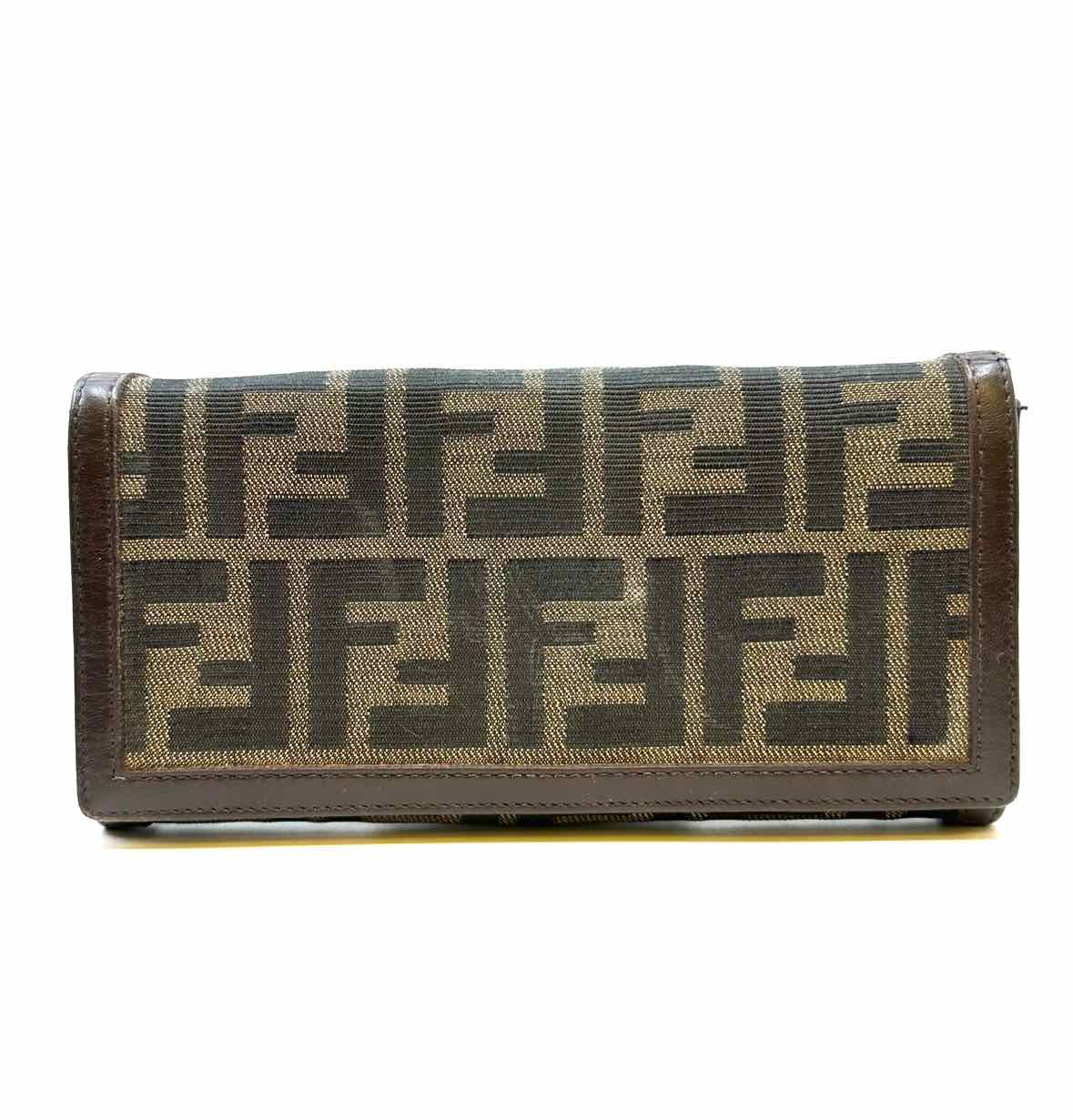 FENDI Continental Brown Canvas Monogram Wallet