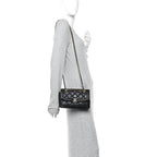 Shiny Lambskin Quilted Small Single Flap Black