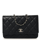 Caviar Quilted CC Turnlock Wallet On Chain WOC Black