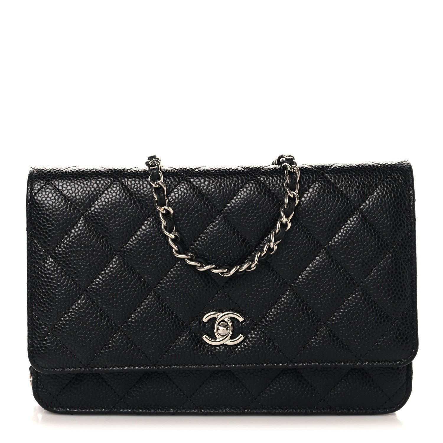 Caviar Quilted CC Turnlock Wallet On Chain WOC Black