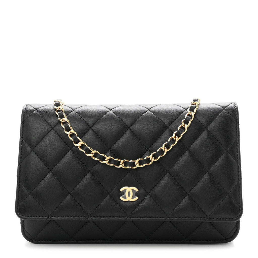 Lambskin Quilted Wallet On Chain WOC Black