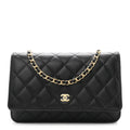 Lambskin Quilted Wallet On Chain WOC Black