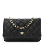 Lambskin Quilted Wallet On Chain WOC Black