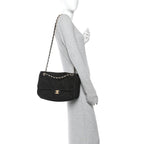 Suede Calfskin Small Souplissimo Maxi Flap Black