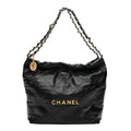 Shiny Calfskin Quilted Small Chanel 22 Black