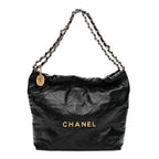 Shiny Calfskin Quilted Small Chanel 22 Black