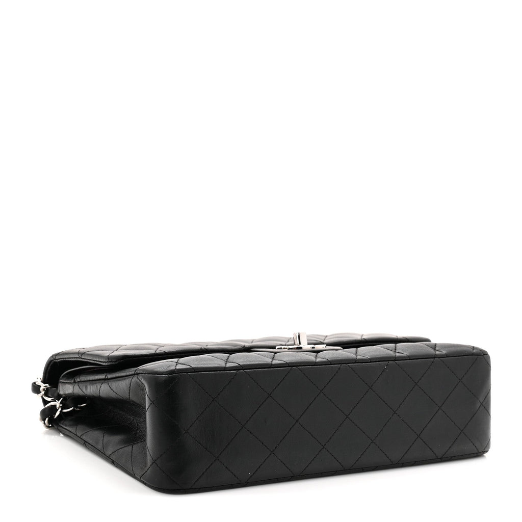 Lambskin Quilted Medium Double Flap Black