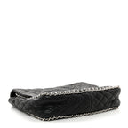 Washed Lambskin Quilted Maxi Chain Around Flap Black