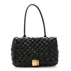 Calfskin Intreccio Rumple Desiree Shoulder Bag Black