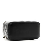 Lambskin Quilted Small Vanity Case With Chain Black