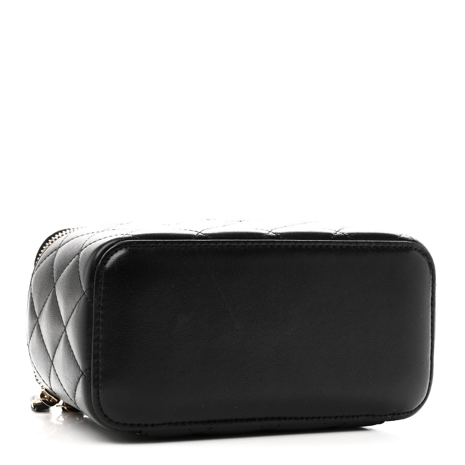 Lambskin Quilted Small Vanity Case With Chain Black