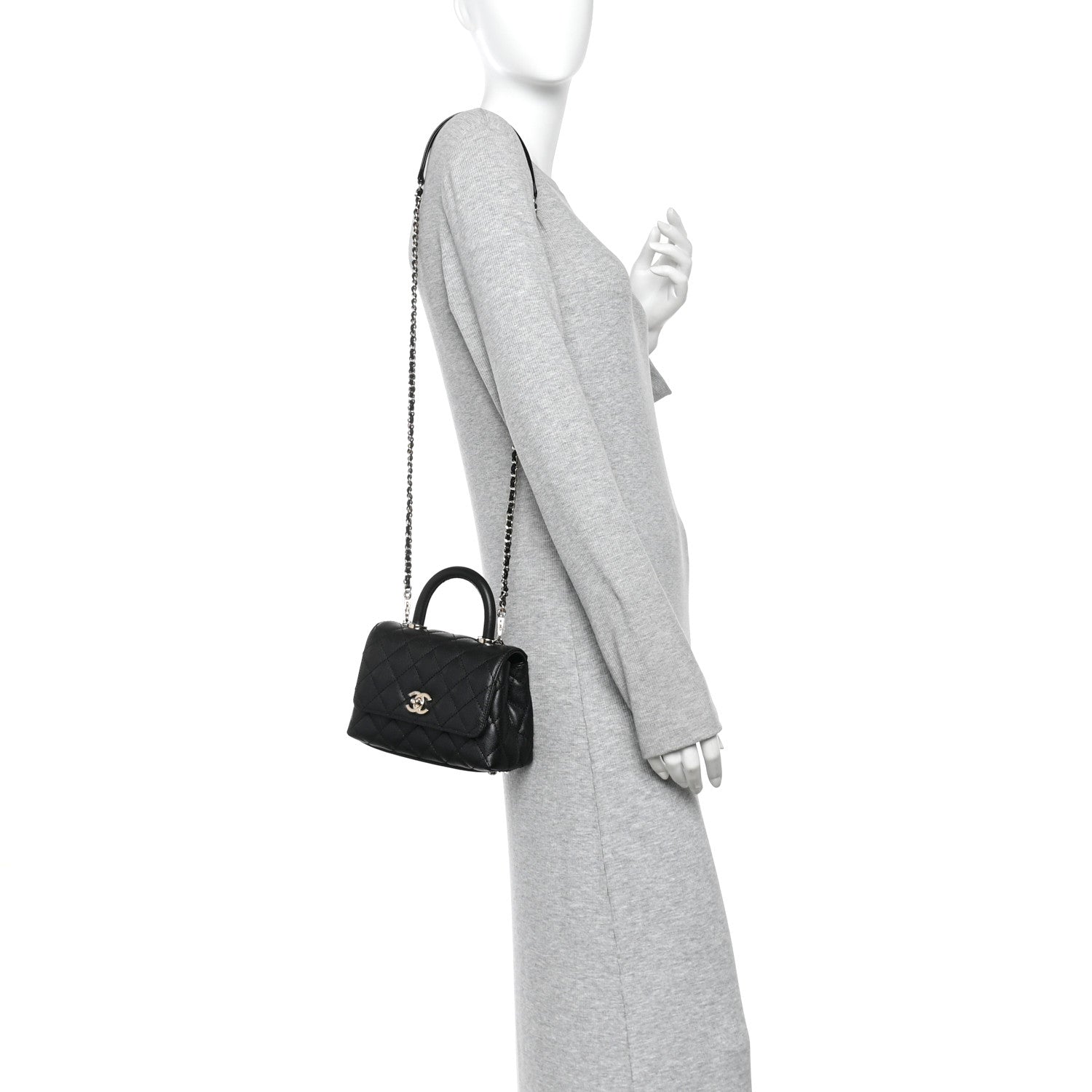 Caviar Quilted Extra Mini Coco Handle Flap Black